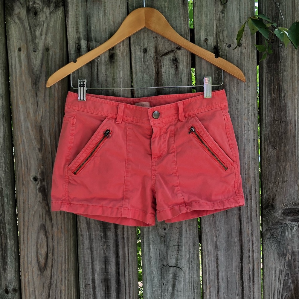 Anthropologie Coral Zippered Shorts